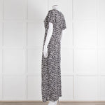 Iris Black Cream Silk Leopard Print Maxi Dress