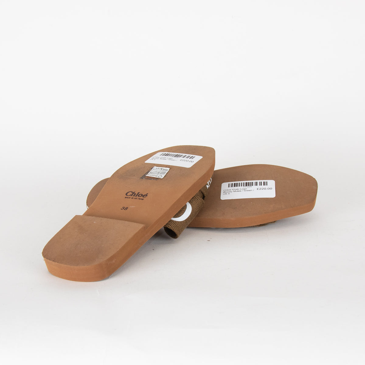 Chloe Khaki Logo Woody Mules