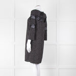 Sandro Black White Print Lace Detail Mini Dress