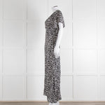 Iris Black Cream Silk Leopard Print Maxi Dress