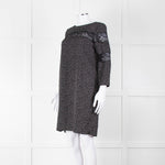 Sandro Black White Print Lace Detail Mini Dress