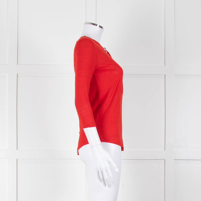 Sandro Red Tie Up Front T-Shirt Top