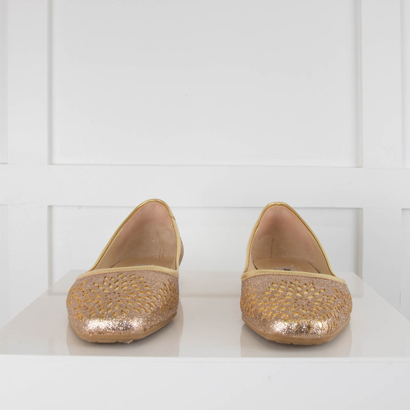 Jimmy Choo Gold Glitter Flats
