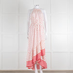 Me + Em Cream Red Pink Polka Dot Sleeveless Maxi Dress