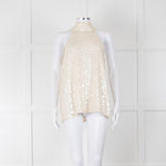 Galvan London Cream Sequin Halter Neck Top