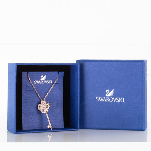 Swarovski Rose Gold Clover Key Necklace