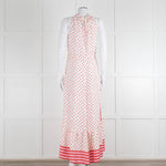 Me + Em Cream Red Pink Polka Dot Sleeveless Maxi Dress