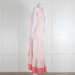 Me + Em Cream Red Pink Polka Dot Sleeveless Maxi Dress