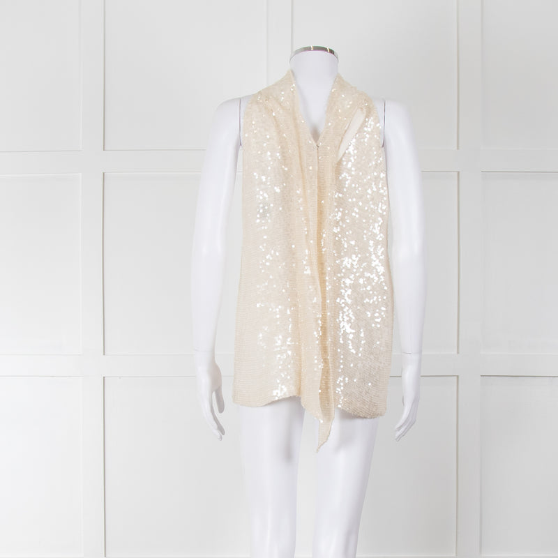 Galvan London Cream Sequin Halter Neck Top