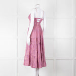 Free People Pink Purple Striped Tiered Sleeveless Dress