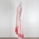Me + Em Cream Red Pink Polka Dot Sleeveless Maxi Dress