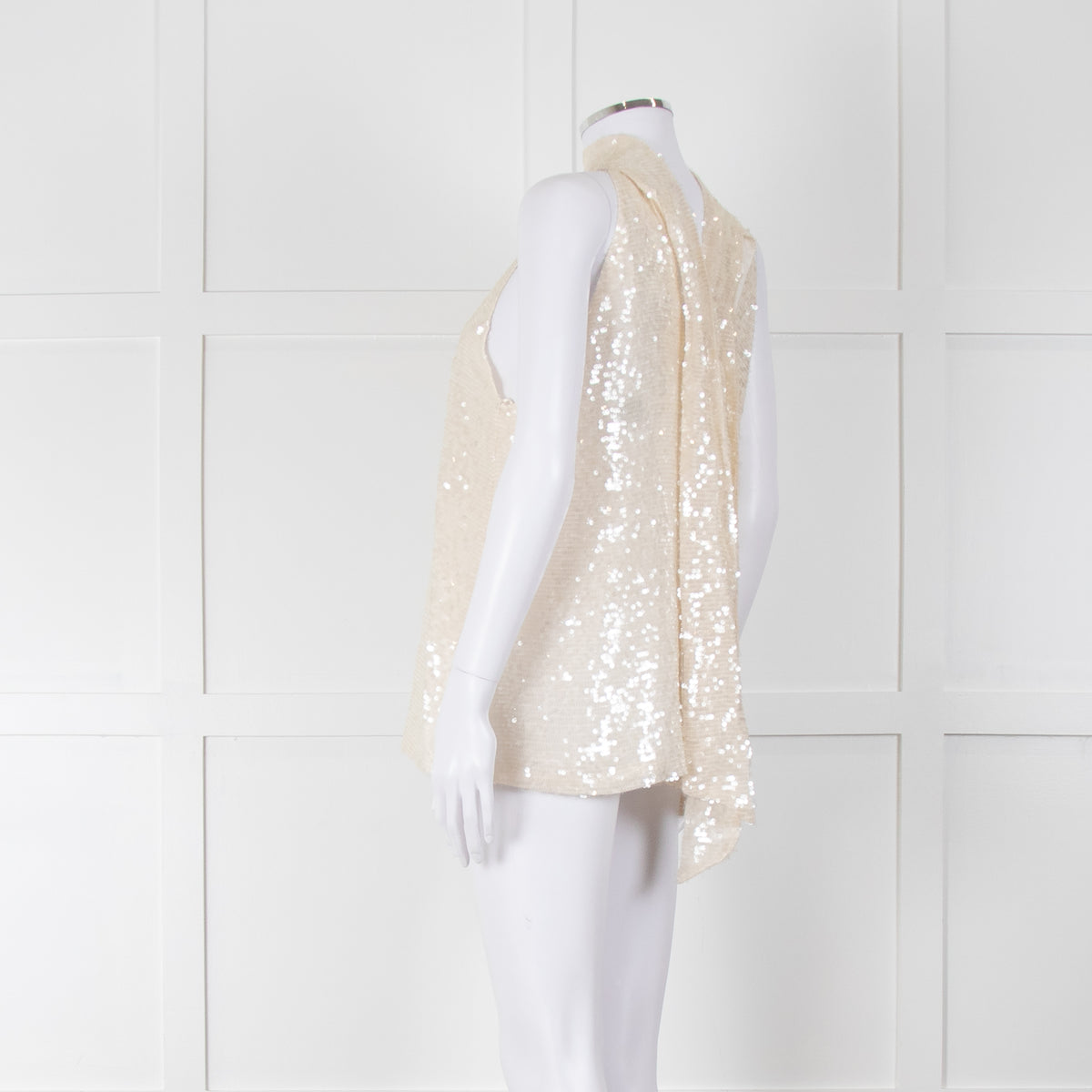 Galvan London Cream Sequin Halter Neck Top