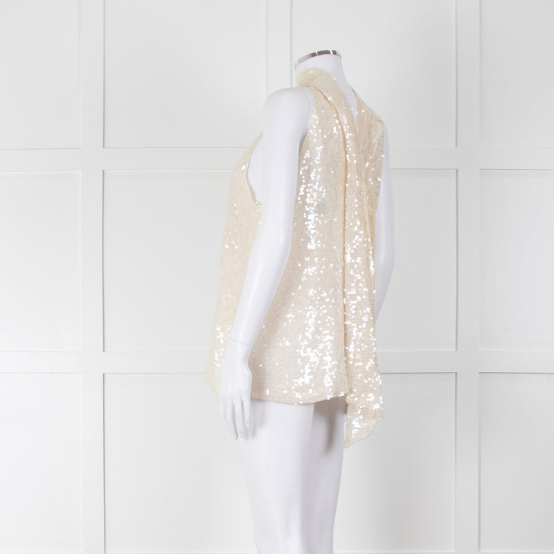 Galvan London Cream Sequin Halter Neck Top