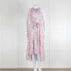 Heidi Klein Pale Blue Pink Floral Sleeveless Silk Belted Dress