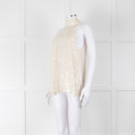 Galvan London Cream Sequin Halter Neck Top