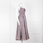 Free People Blue Lilac Striped Tiered Sleeveless Dress