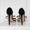 Gucci Black Suede Sandals Crystal Logo GG