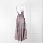 Free People Blue Lilac Striped Tiered Sleeveless Dress