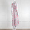 Heidi Klein Pale Blue Pink Floral Sleeveless Silk Belted Dress