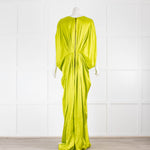 E.STOTT Lime Silk Satin Kaftan Long Dress With Front Split
