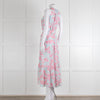 Heidi Klein Pale Blue Pink Floral Sleeveless Silk Belted Dress