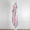Heidi Klein Pale Blue Pink Floral Sleeveless Silk Belted Dress