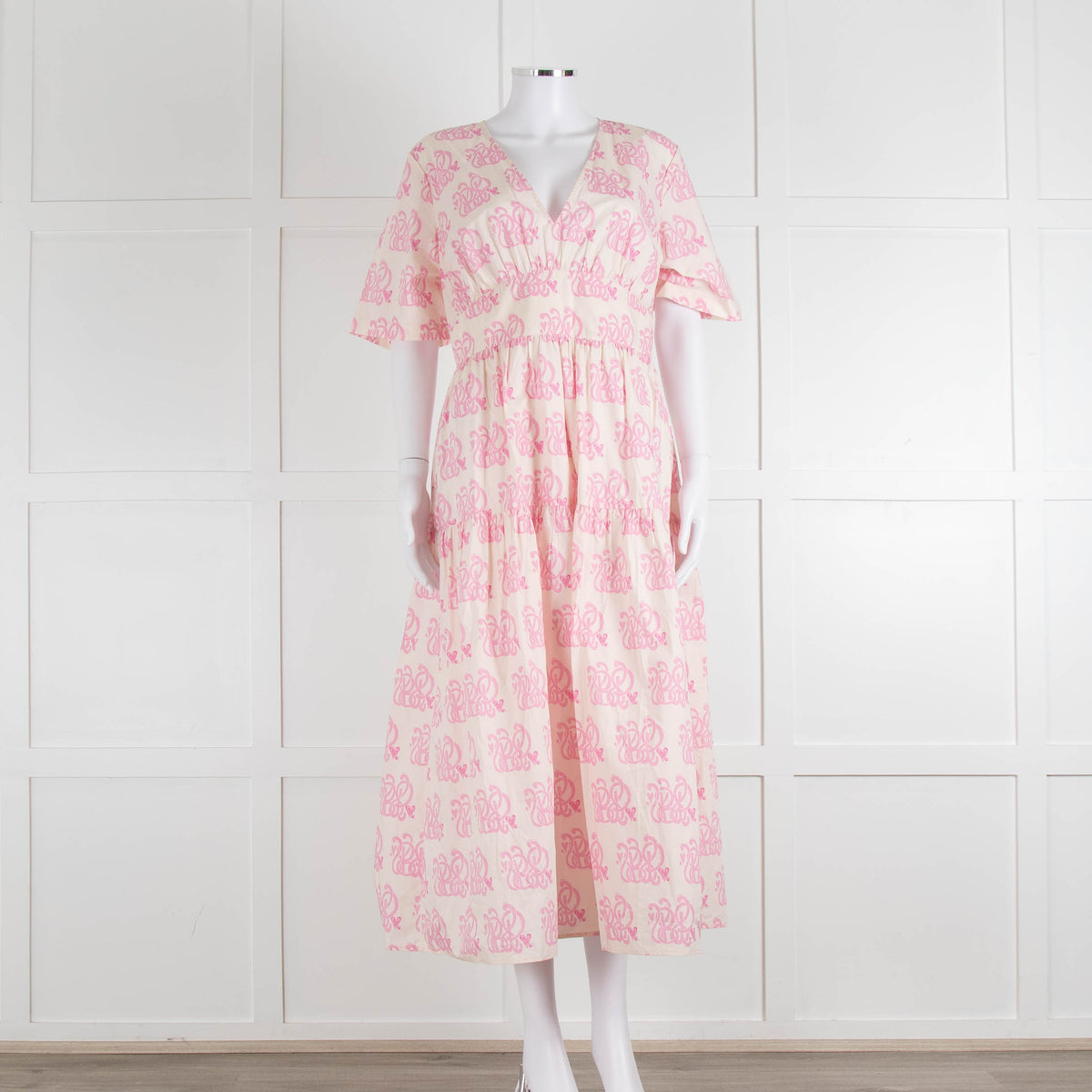 Baum Und Pferdgarten Pink Logo & Love Heart Print Cotton Dress