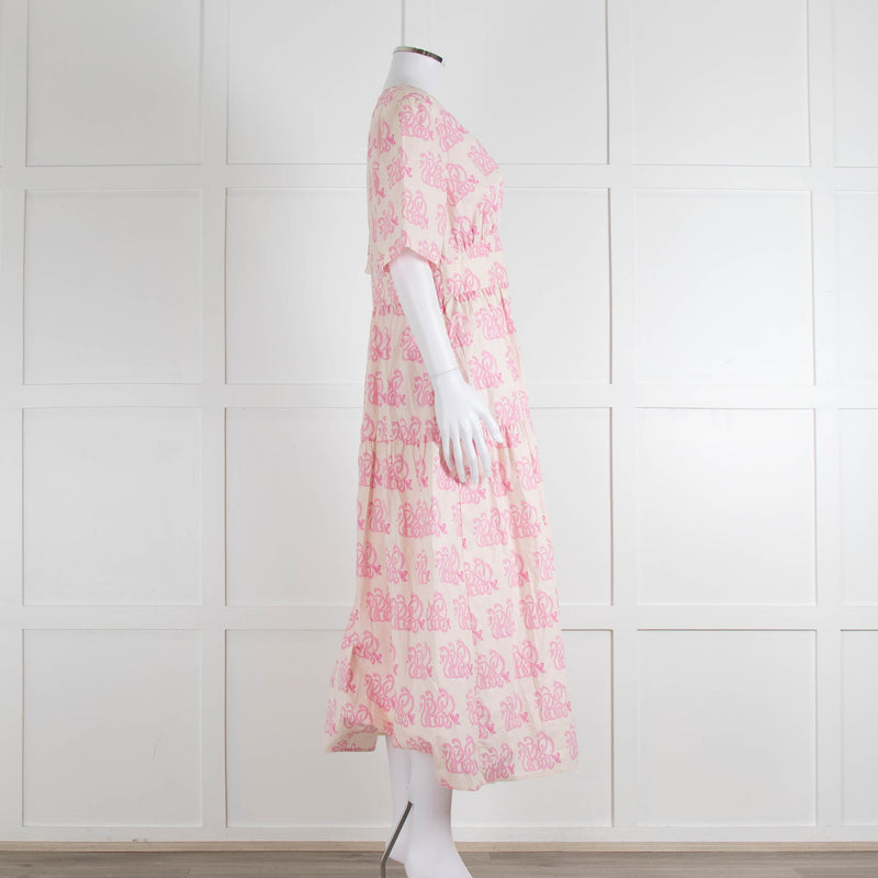 Baum Und Pferdgarten Pink Logo & Love Heart Print Cotton Dress