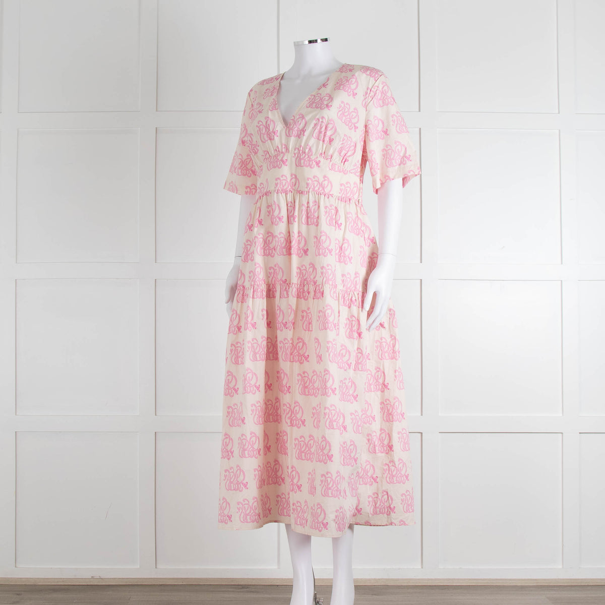 Baum Und Pferdgarten Pink Logo & Love Heart Print Cotton Dress