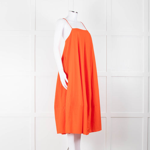 Free People Orange Cotton Sleeveless Puff Dress