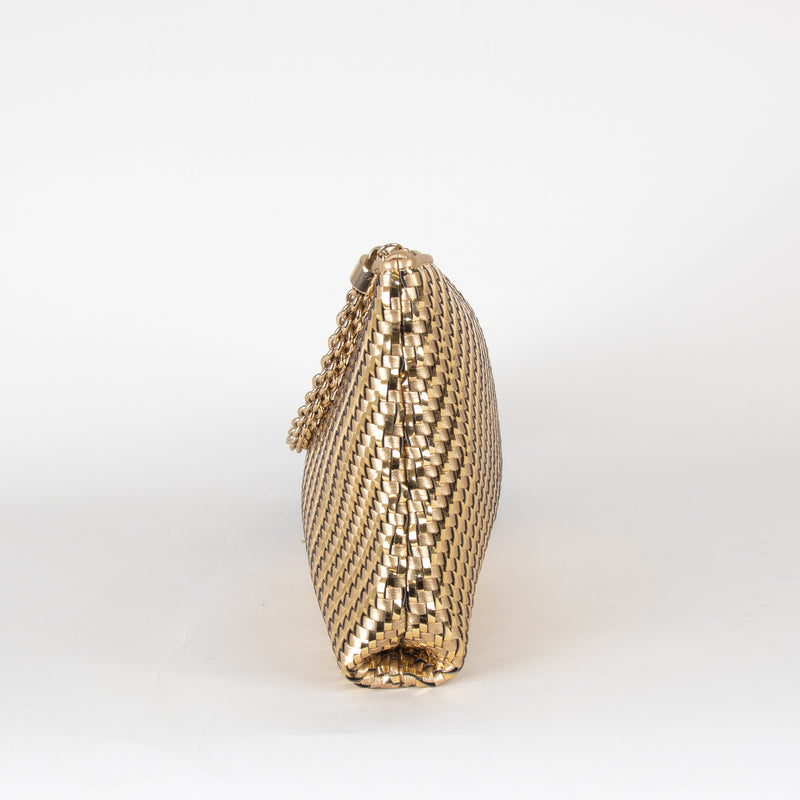 Jimmy Choo Gold Woven Tassle Clutch