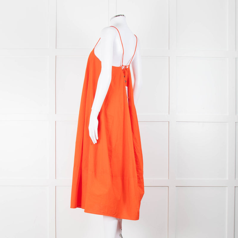 Free People Orange Cotton Sleeveless Puff Dress