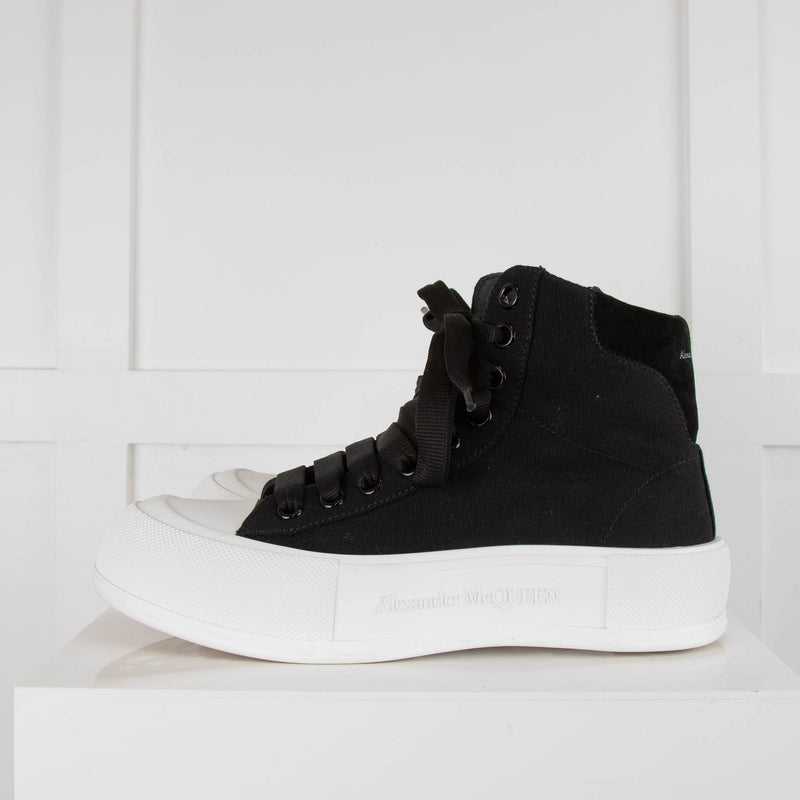 Alexander McQueen Black High-Top Deck Plimsoll