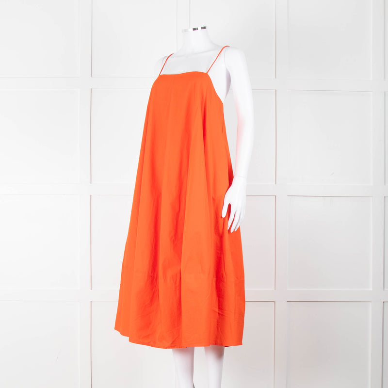 Free People Orange Cotton Sleeveless Puff Dress