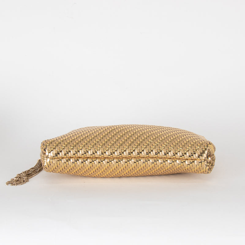 Jimmy Choo Gold Woven Tassle Clutch