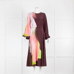 Roksanda Anahita Burgundy/Pink/Green Multicolored Silk Dress