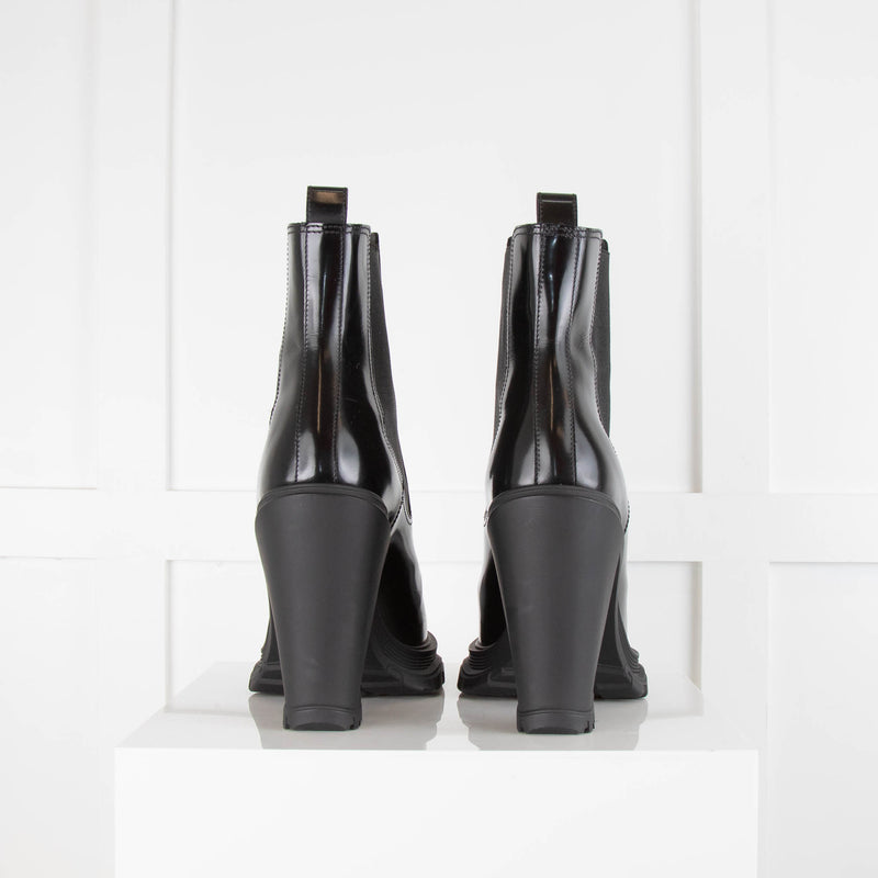 Alexander McQueen Black Rubber Heel Ankle Boot