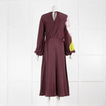 Roksanda Anahita Burgundy/Pink/Green Multicolored Silk Dress