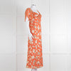 Rixo Orange Gold Lurex Flower Short Sleeve Dress