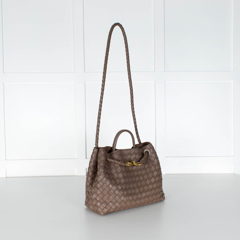 Bottega Veneta Taupe Medium Andiamo Tote Bag