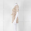 Sandro Cream Pink Floral Puffed Sleeve Belted Top