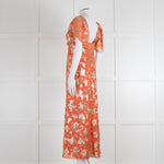 Rixo Orange Gold Lurex Flower Short Sleeve Dress