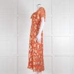 Rixo Orange Gold Lurex Flower Short Sleeve Dress