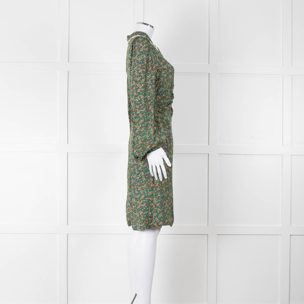 BY Timo Green Orange Floral Button Front Short Dress