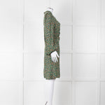 BY Timo Green Orange Floral Button Front Short Dress
