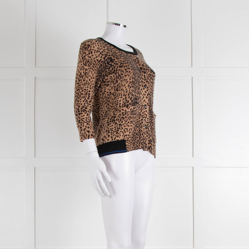 Jumper 1234 Brown Animal Print Cashmere Blend Cardigan