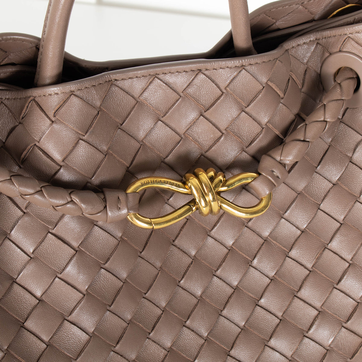 Bottega Veneta Taupe Medium Andiamo Tote Bag