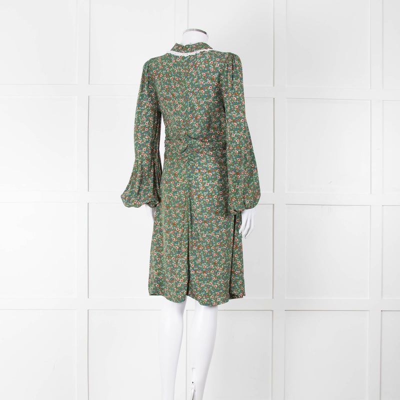 BY Timo Green Orange Floral Button Front Short Dress