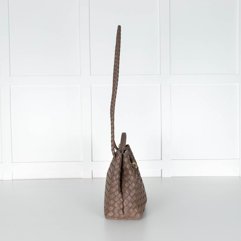 Bottega Veneta Taupe Medium Andiamo Tote Bag