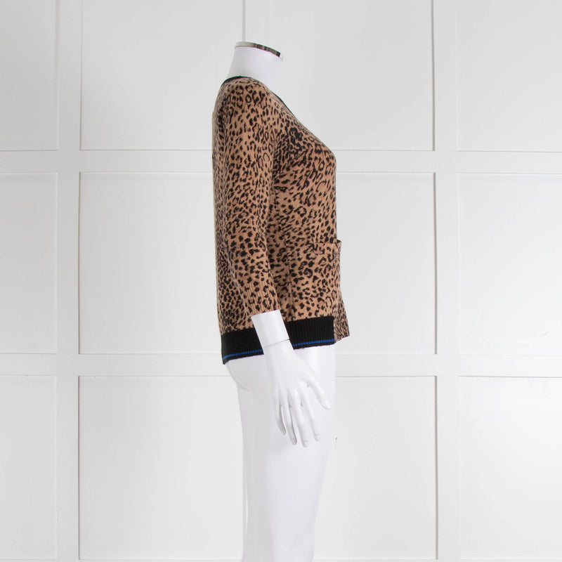 Jumper 1234 Brown Animal Print Cashmere Blend Cardigan